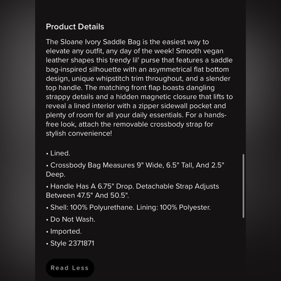 Lulus ivory saddle bag shoulder purse - Picture 7 of 7